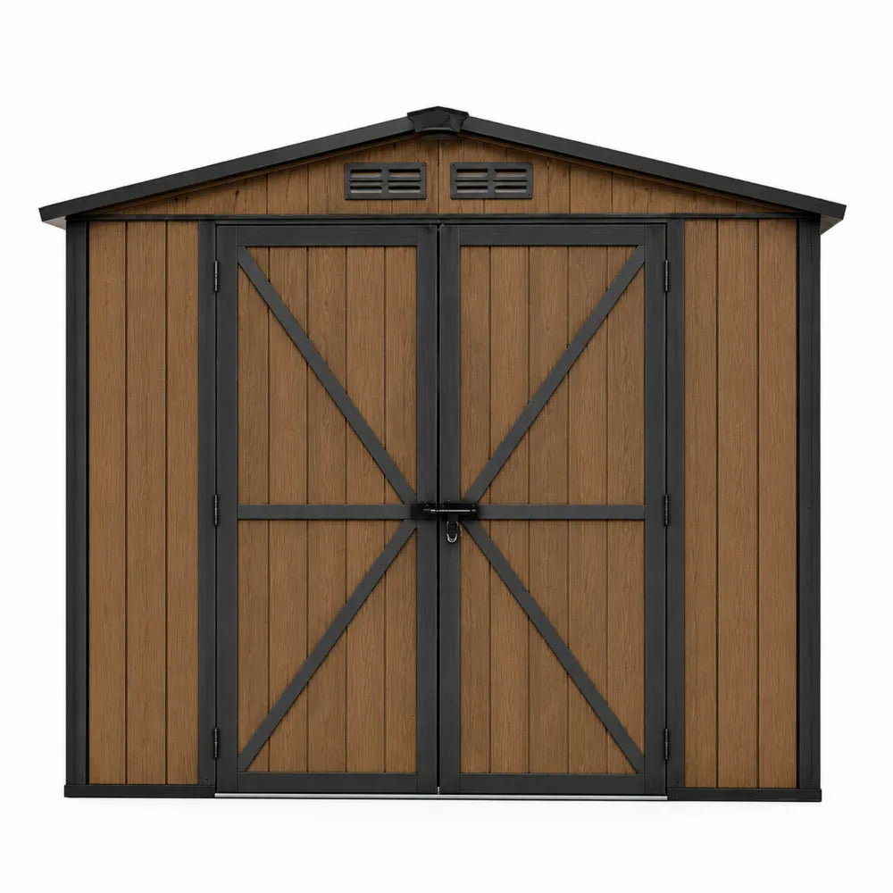Gartenschuppen aus Stahl und Holz 213x127x185cm Braun/Schwarz