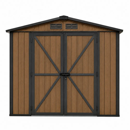 Gartenschuppen aus Stahl und Holz 213x127x185cm Braun/Schwarz