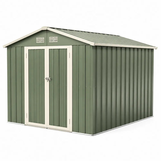 Verzinkter Metallschuppen Gartenhaus 213x127x185 cm Grün Cremeweiß