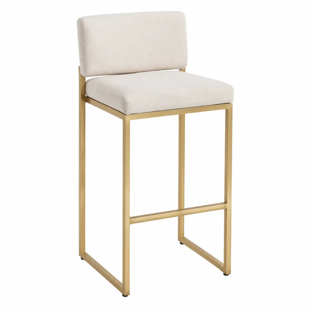 Barhocker Metallgestell Polsterung Beige Gold 75 cm