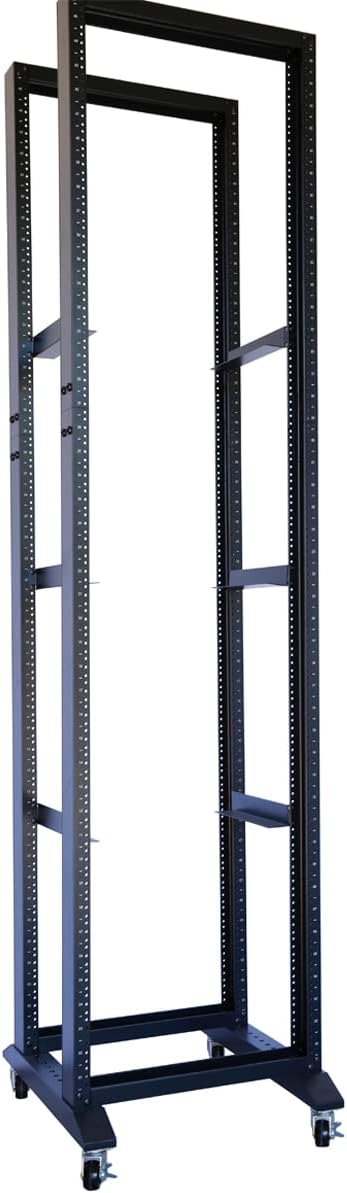 Rising Electronics Open Rack 15U 20U 28U 32U 42U 4 Post Open Frame 19-Inch Data Network Desktop Server/Audio Rack(42U, 24' Depth)