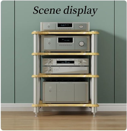 2/3/4 Tier Audio Rack, Open Air Design, Media Cabinet with Metal Frame, Audio Component Rack, Audio Rack Cabinet for Server and AV Equipment(Teak Color,15.75 * 23.62in)