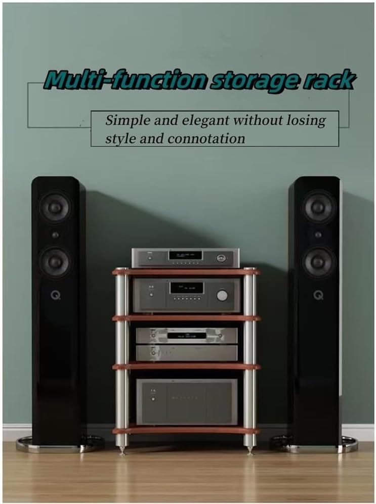2/3/4 Tier Audio Rack, Open Air Design, Media Cabinet with Metal Frame, Audio Component Rack, Audio Rack Cabinet for Server and AV Equipment(Black,15.75 * 23.62in)