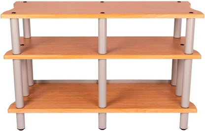 Monolith Heavy Duty Double-Wide 3-Tier AV Stand - 300 Lbs Weight Capacity Per Shelf, Organize and Display Your AV Components, Home Theater or Entertainment System, 47.2 Inches Wide, Maple