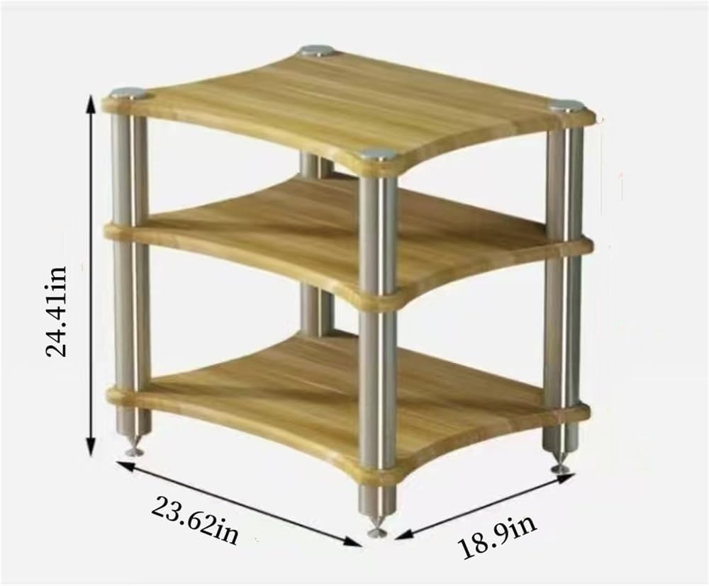 2/3/4 Tier Audio Rack, Open Air Design, Media Cabinet with Metal Frame, Audio Component Rack, Audio Rack Cabinet for Server and AV Equipment(Black,24.41 * 23.62in)