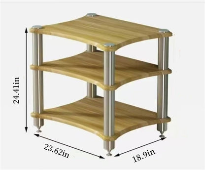 2/3/4 Tier Audio Rack, Open Air Design, Media Cabinet with Metal Frame, Audio Component Rack, Audio Rack Cabinet for Server and AV Equipment(Black,24.41 * 23.62in)