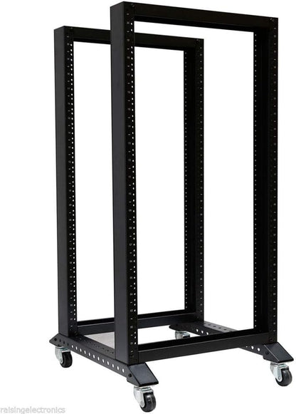 Open Rack 15U 4 Post Open Frame 19-Inch Data Network Desktop Server/Audio Rack (20U, 17' Deep)