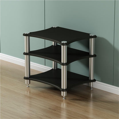 2/3/4 Tier Audio Rack, Open Air Design, Media Cabinet with Metal Frame, Audio Component Rack, Audio Rack Cabinet for Server and AV Equipment(Black,24.41 * 23.62in)