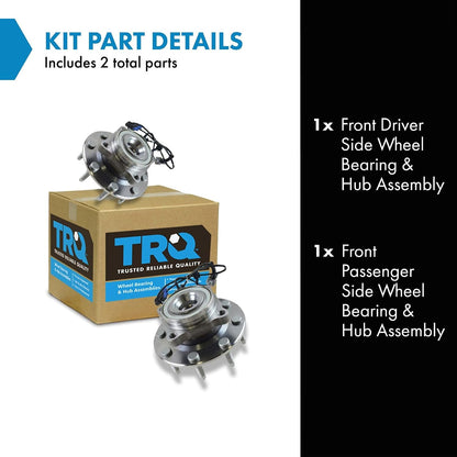 TRQ 2 Piece Front Wheel Bearing & Hub Assembly Set Compatible with 2007-2010 Chevrolet Silverado 2500 HD Silverado 3500 HD 2007-2013 Suburban 2500 GMC Sierra 2500 HD Sierra 3500 HD Yukon XL 2500 2008