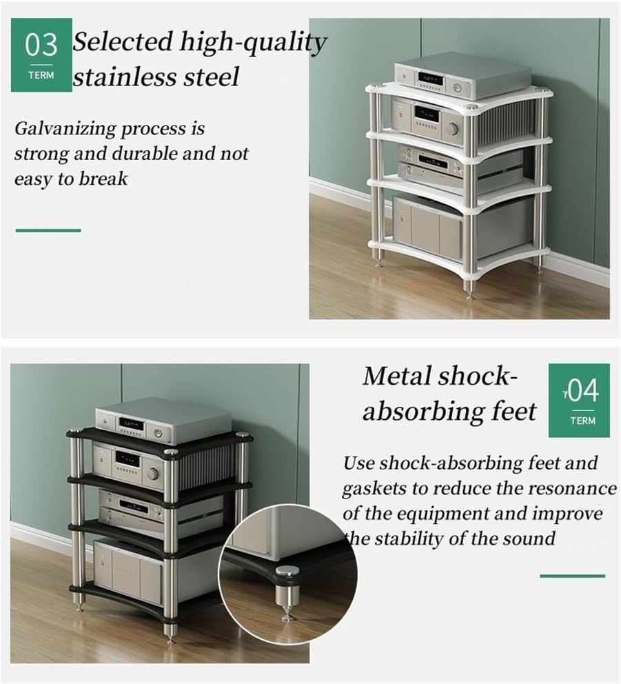 2/3/4 Tier Audio Rack, Open Air Design, Media Cabinet with Metal Frame, Audio Component Rack, Audio Rack Cabinet for Server and AV Equipment(Light Walnut,15.75 * 23.62in)