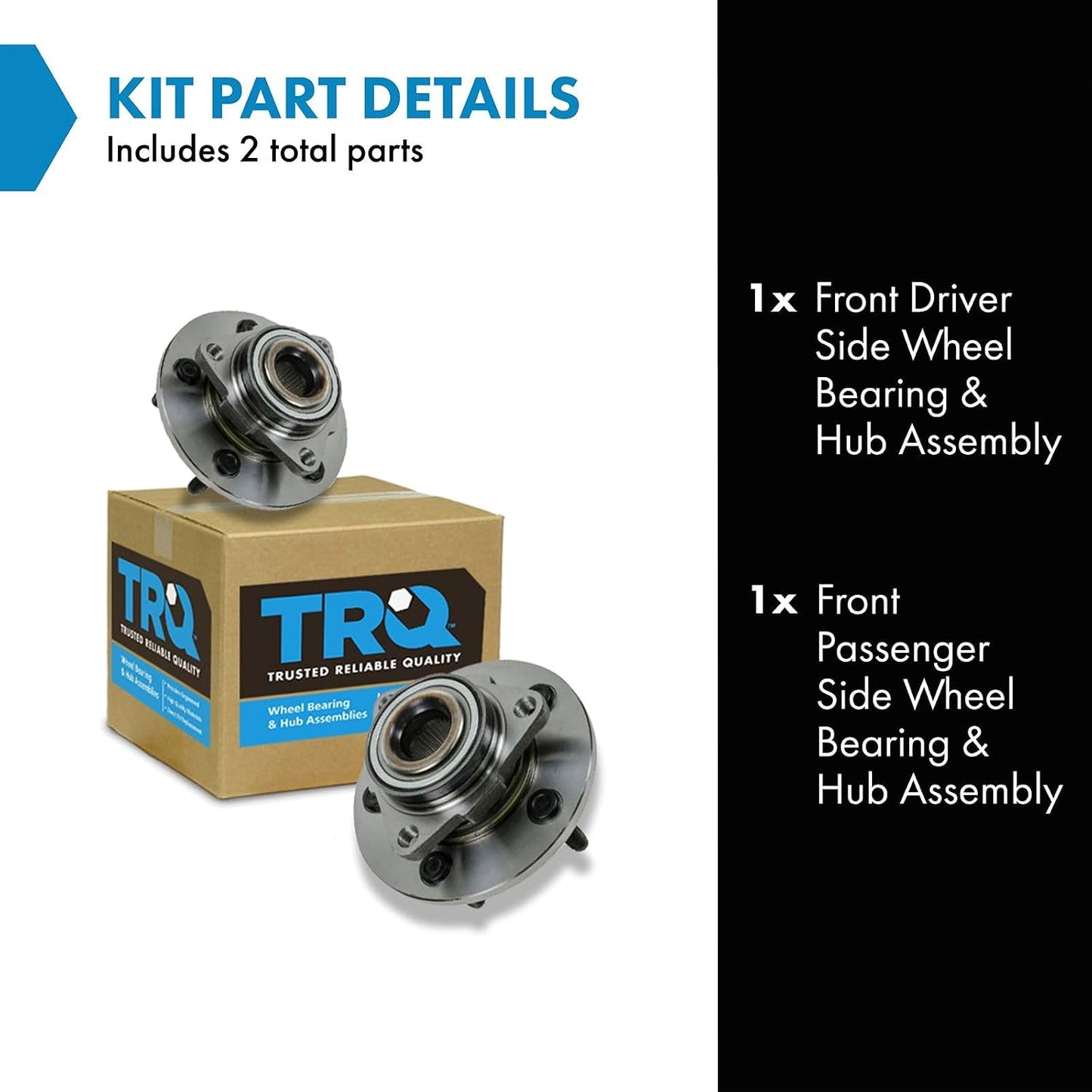 TRQ Front Wheel Bearing and Hub Assembly Set 2 Piece Compatible with 02-05 Dodge Ram 1500 06-08 Regular Cab 06-08 Crew 2 Wheel ABS Models