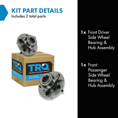 TRQ Front Wheel Bearing and Hub Assembly Set 2 Piece Compatible with 02-05 Dodge Ram 1500 06-08 Regular Cab 06-08 Crew 2 Wheel ABS Models
