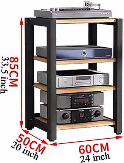 4 Tier Corner Shelf Media TV Console Storage Cabinet, Stereo Equipment Audio Vedio Stand, Player CD DVD Speaker for Living Gaming Recording