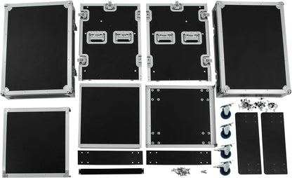 10U PA DJ Rack, Heavy Duty Mobile Audio Equipment Cabinet with 4 Locking Casters, 661 lbs Capacity Audio Rack Case for Studio, Live Sound (10U)