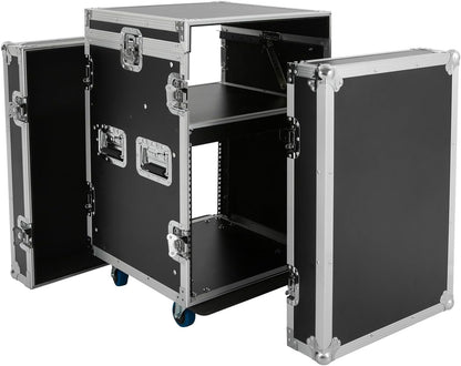 12U PA DJ Rack with 4 Wheels, Heavy-Duty Mobile Audio Equipment Cabinet with Side DJ Table Top, 661 lbs Capacity Studio Rack for Mixer, Amplifier, Speakers (12U /Side Table)
