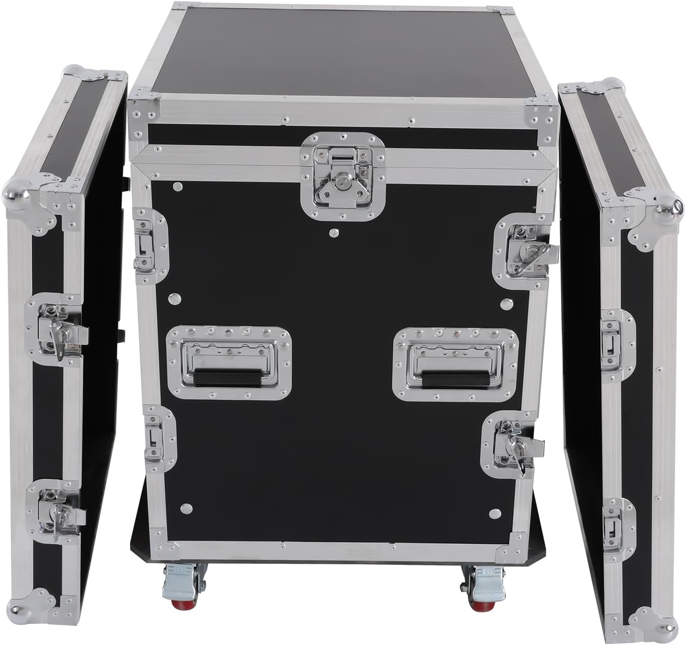 14U PA DJ Rack Case with Wheels, Heavy-Duty Slant Top DJ Mixer Rack, Professional Audio Equipment Rack for Studio, Live Sound (14U)