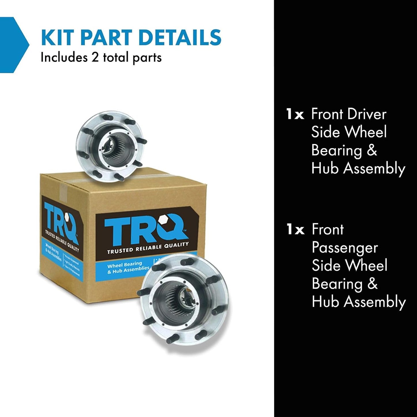 TRQ 2 Piece Front Rear Wheel Bearing & Hub Assembly Set 4WD Compatible with 2005-2009 Ford F-250 Super Duty 2005-2010 F-350 Super Duty