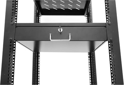 GLOBALRACK 4-Post 25U Open Frame Server Rack/19in Server Network Rack Adjustable Depth 24-35inch Suitable for Computer/Audio Video/Data/IT Equipment/Cold Rolled Steel Heavy Duty Rack (4POST RACK-025)