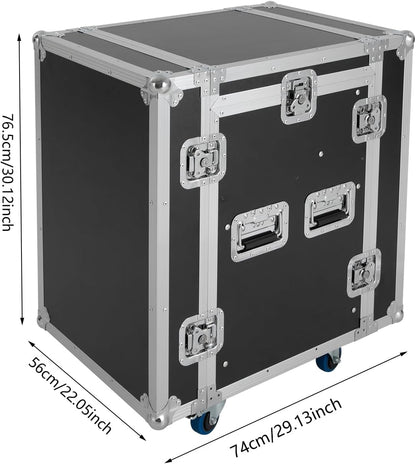 10U PA DJ Rack, Heavy Duty Mobile Audio Equipment Cabinet with 4 Locking Casters, 661 lbs Capacity Audio Rack Case for Studio, Live Sound (10U)