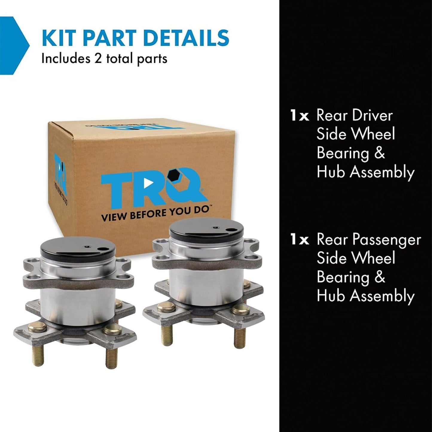 TRQ 2 Piece Rear Wheel Bearing & Hub Assembly Set Compatible with 2015-2020 Honda Fit