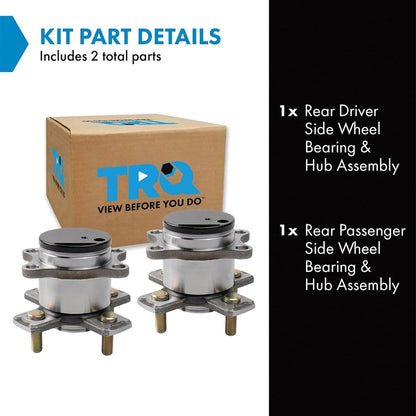 TRQ 2 Piece Rear Wheel Bearing & Hub Assembly Set Compatible with 2015-2020 Honda Fit