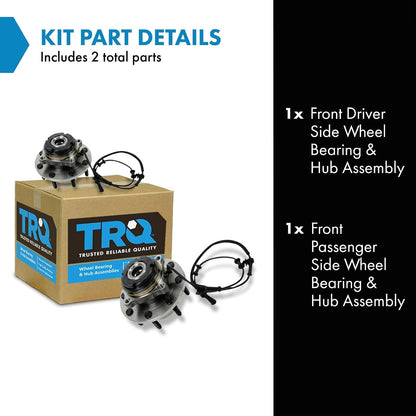 TRQ 2 Piece Front Wheel Bearing & Hub Assembly Set 4WD Compatible with 1999 Ford F-250 Super Duty F-350 Super Duty