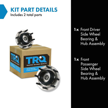 TRQ 2 Piece Front Wheel Bearing & Hub Assembly Set 4WD Compatible with 1999 Ford F-250 Super Duty F-350 Super Duty