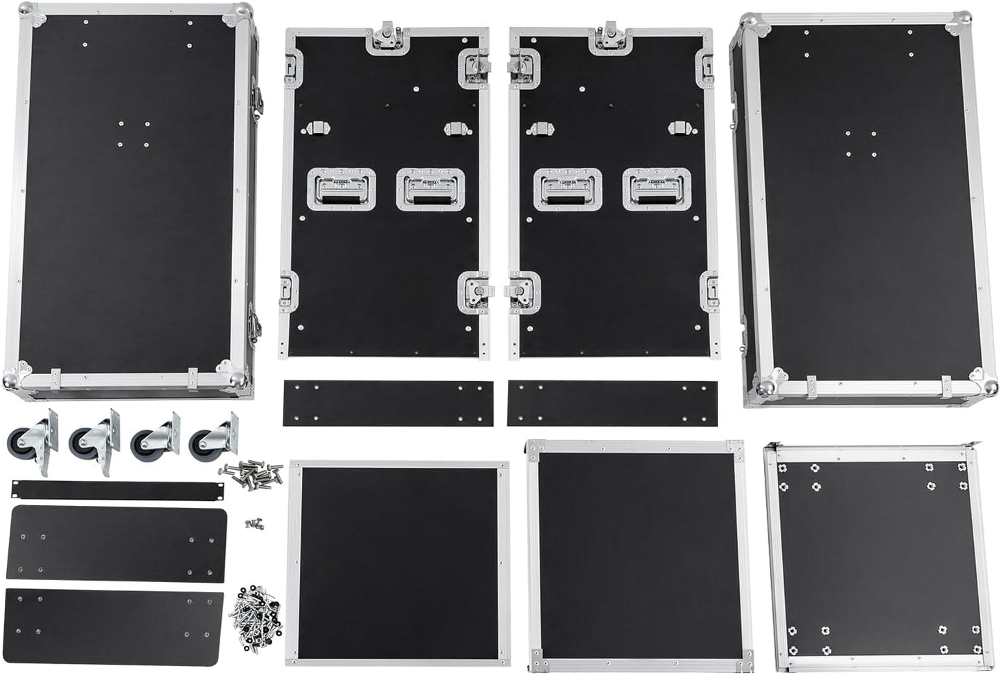 14U PA DJ Rack with 4 Wheels, Heavy-Duty Mobile Audio Equipment Cabinet with Side DJ Table Top, 661 lbs Capacity Studio Rack for Mixer, Amplifier, Speakers (14U/Side Table)