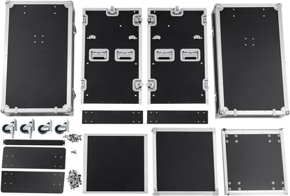 14U PA DJ Rack with 4 Wheels, Heavy-Duty Mobile Audio Equipment Cabinet with Side DJ Table Top, 661 lbs Capacity Studio Rack for Mixer, Amplifier, Speakers (14U/Side Table)
