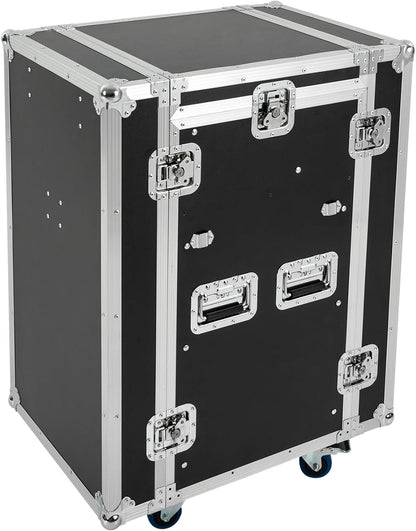 14U PA DJ Rack with 4 Wheels, Heavy-Duty Mobile Audio Equipment Cabinet with Side DJ Table Top, 661 lbs Capacity Studio Rack for Mixer, Amplifier, Speakers (14U/Side Table)