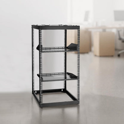 VEVOR 20U Server Rack, Open Frame Network Rack,4-Post Floor Standing or Wall Mounted, Includes 2PCS Vented 1U Rack Shelves & Mounting Hardware, Computer Wall Rack for 19' IT/AV Equipment