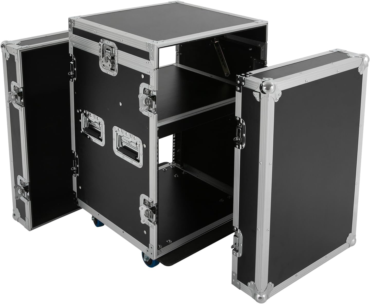 10U PA DJ Rack, Heavy Duty Mobile Audio Equipment Cabinet with 4 Locking Casters, 661 lbs Capacity Audio Rack Case for Studio, Live Sound (10U)