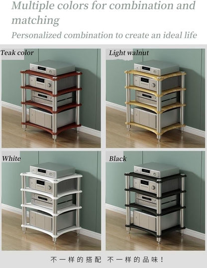 2/3/4 Tier Audio Rack, Open Air Design, Media Cabinet with Metal Frame, Audio Component Rack, Audio Rack Cabinet for Server and AV Equipment(Black,33.47 * 23.62in)