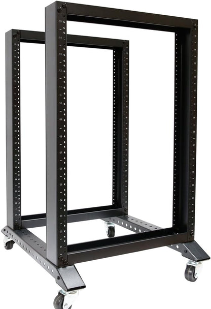 Open Rack 15U 4 Post Open Frame 19-Inch Data Network Desktop Server/Audio Rack