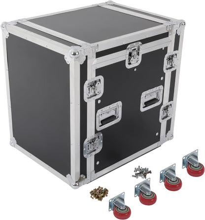 14U PA DJ Rack Case with Wheels, Heavy-Duty Slant Top DJ Mixer Rack, Professional Audio Equipment Rack for Studio, Live Sound (14U)