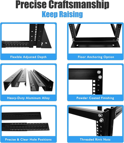 Server Rack 4 Post Open Rack Frame Rack Enclosure 19 Inch Adjustable Depth Aluminum (27U,56Inch Height)