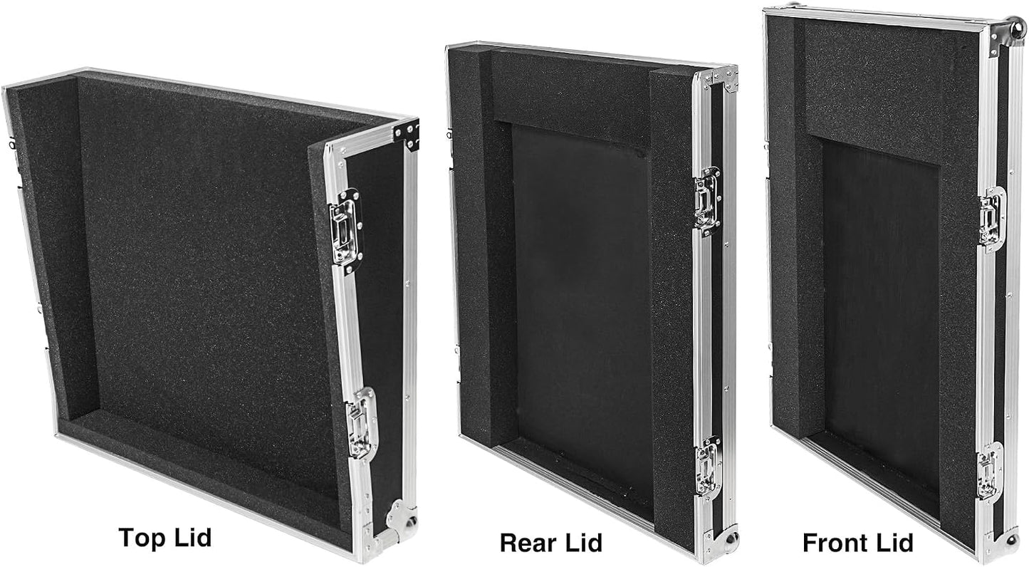 Sound Town Shock Mount 12U ATA Rack Case with 20' Rackable Depth, 11U Slant Mixer Top and Casters, 12-Space Size - Pro Tour Grade (STMR-SP12UW)