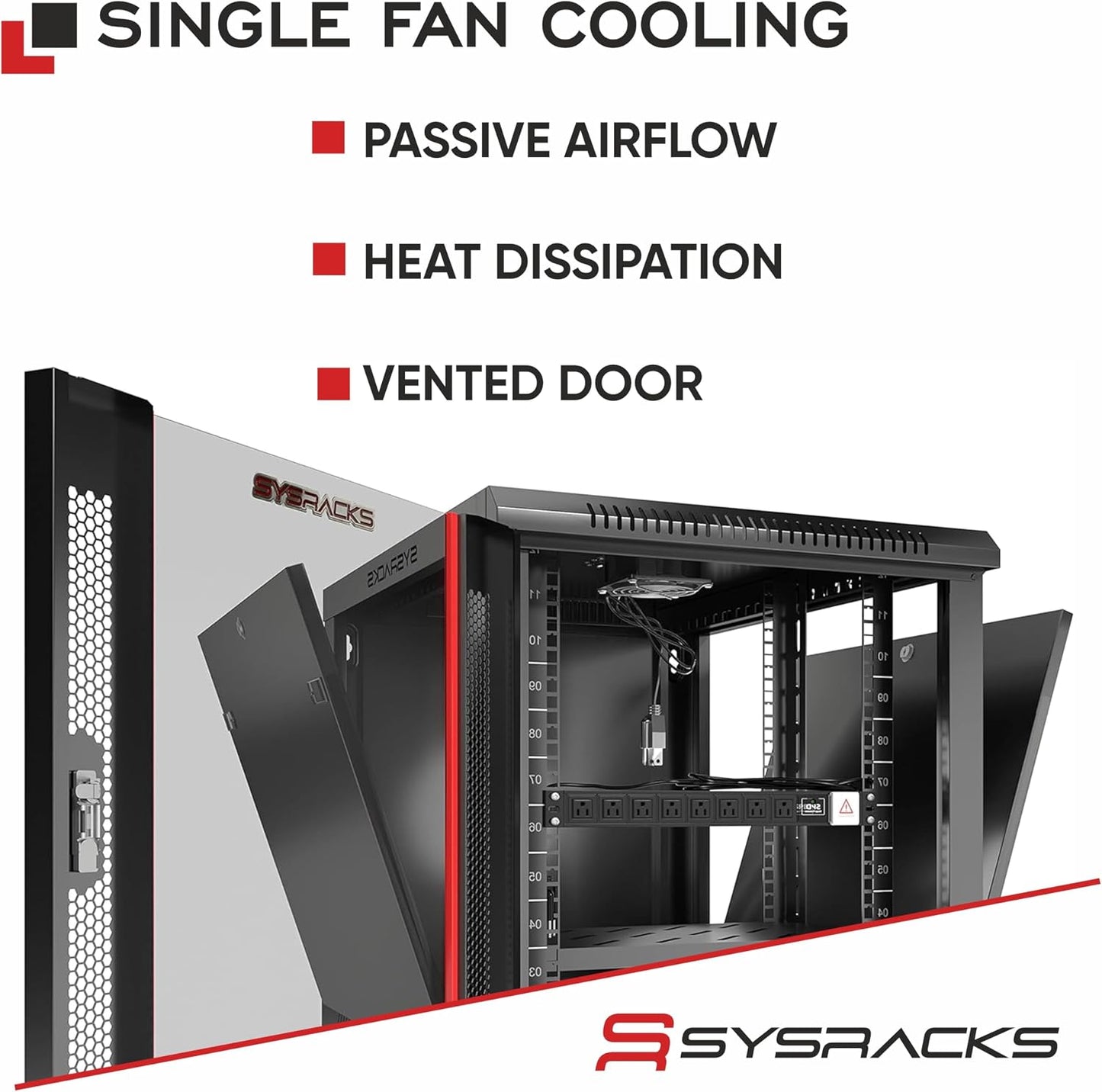 9U Wall Mount Home Lab Server Rack – 19' Locking Network Cabinet, 18' Deep Router & AV Rack with Fan, PDU and Shelf for NAS, Switches and Home Network Equipment