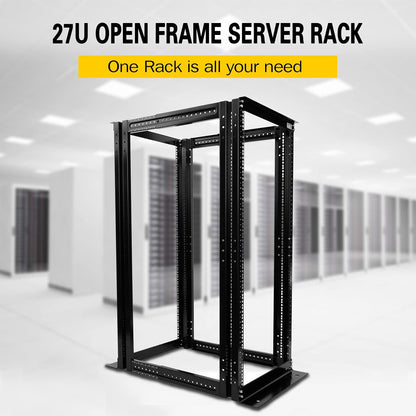 Server Rack 4 Post Open Rack Frame Rack Enclosure 19 Inch Adjustable Depth Aluminum (27U,56Inch Height)