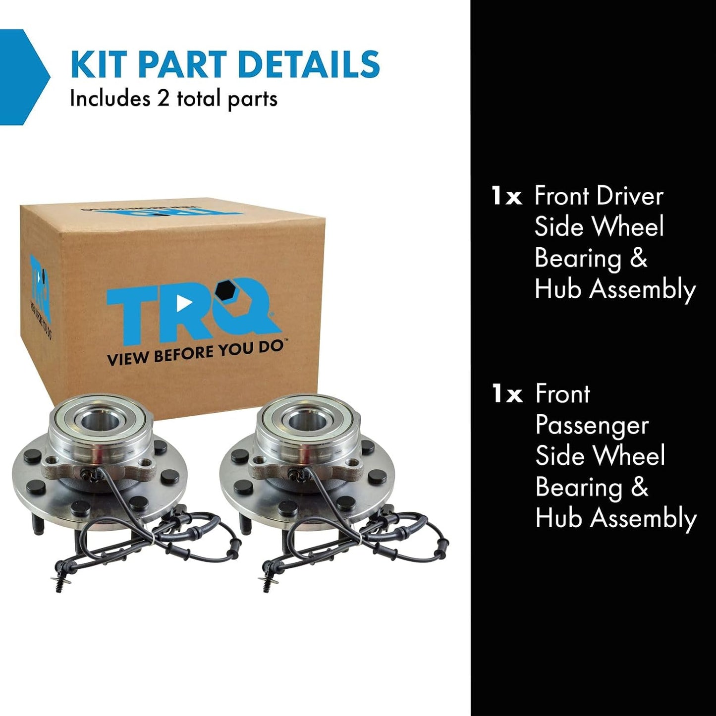 TRQ Front Left and Right Wheel Bearing and Hub Assembly Set 2 Piece Compatible with 2006-2008 Dodge Ram 1500 4 Wheel Drive 8 Lug Wheels 2006-2008 Ram 2500 2006-2008 Ram 3500
