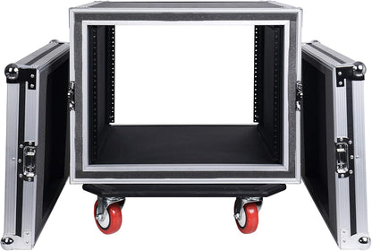 Sound Town Shock Mount 8U ATA Rack Case with 17' Rackable Depth and Casters, 8-Space Size - Pro Tour Grade (STRC-SP8UW)