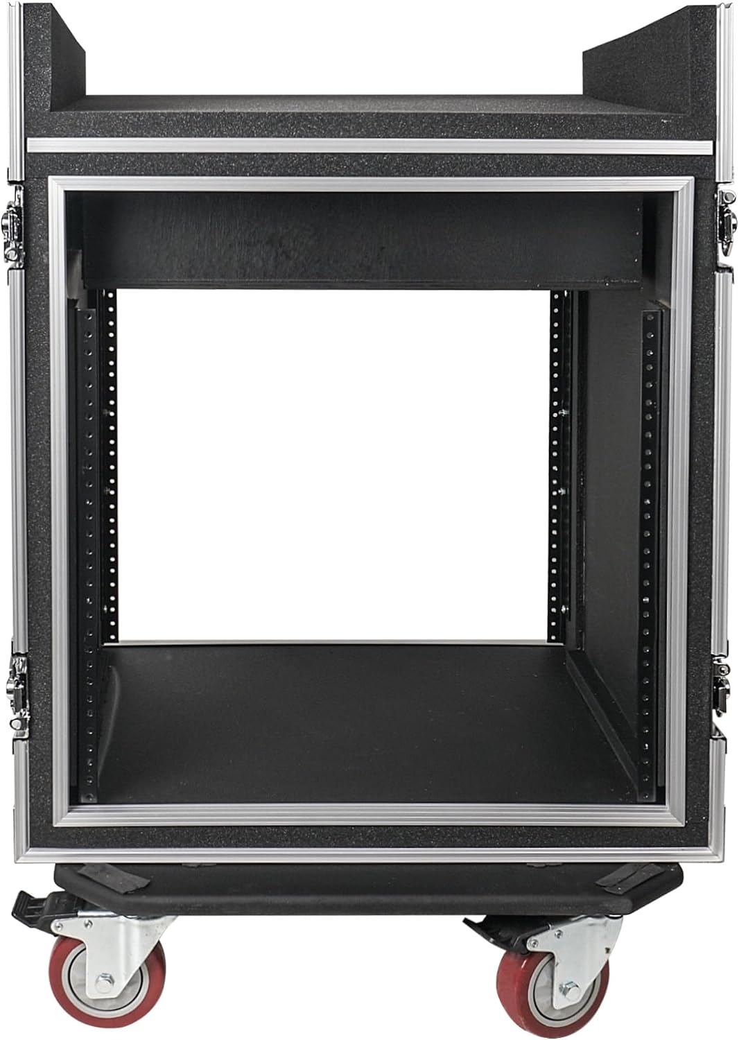 Sound Town Shock Mount 12U ATA Rack Case with 20' Rackable Depth, 11U Slant Mixer Top and Casters, 12-Space Size - Pro Tour Grade (STMR-SP12UW)