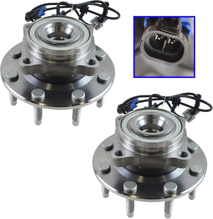 TRQ 2 Piece Front Wheel Bearing & Hub Assembly Set Compatible with 2007-2010 Chevrolet Silverado 2500 HD Silverado 3500 HD 2007-2013 Suburban 2500 GMC Sierra 2500 HD Sierra 3500 HD Yukon XL 2500 2008