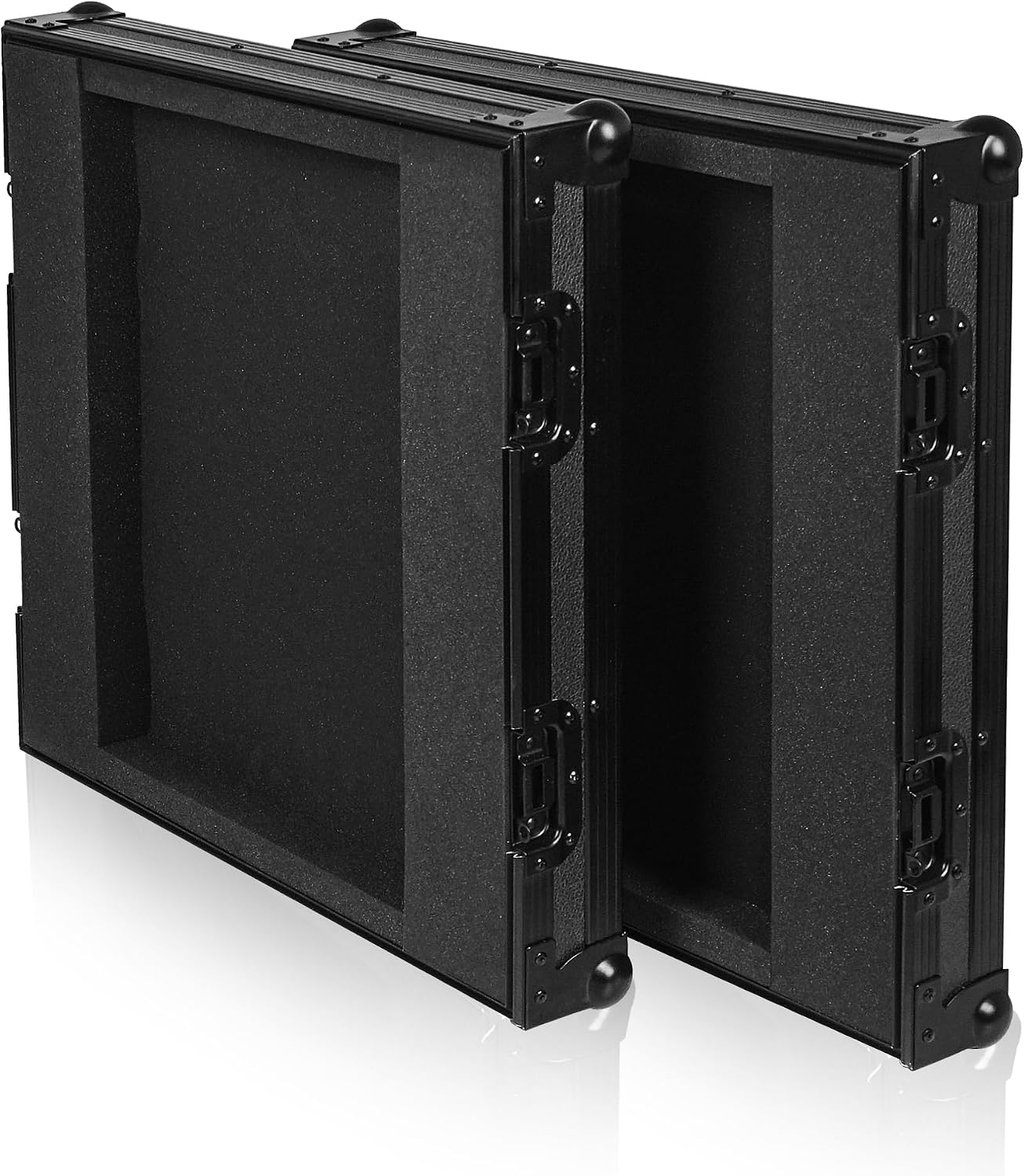 Sound Town Black Series Shock Mount 10U ATA Plywood Rack Case with 21' Rackable Depth, All-Black Anodized Hardware and Casters, Pro Tour Grade (STRC-SPB10UW)