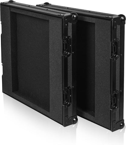 Sound Town Black Series Shock Mount 10U ATA Plywood Rack Case with 21' Rackable Depth, All-Black Anodized Hardware and Casters, Pro Tour Grade (STRC-SPB10UW)