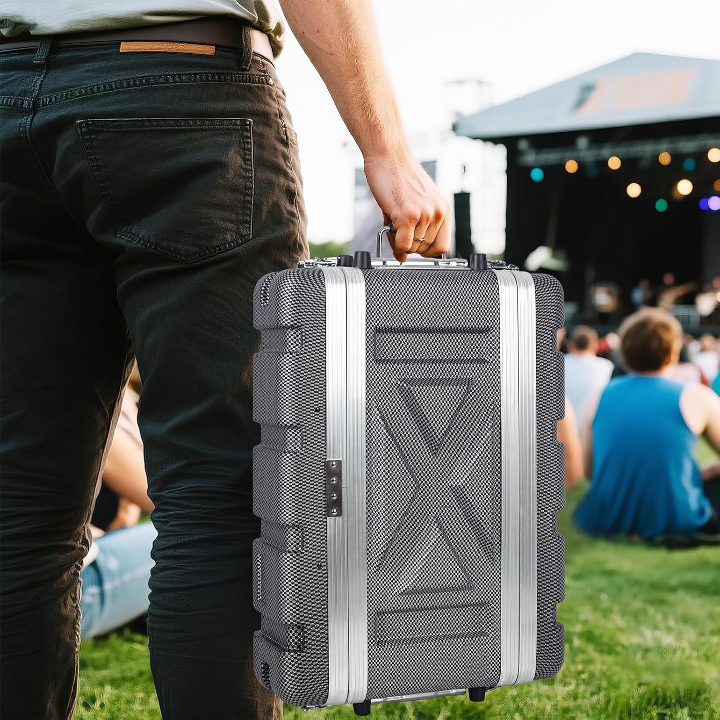 2U ABS Rack Case Shallow 8' Depth, 19' Rackmount Flight Road Travel Case, Waterproof Protective Hard Case with Customized Foam, Wireless Mic System Storage/Amp/Effect/DJ Mixer