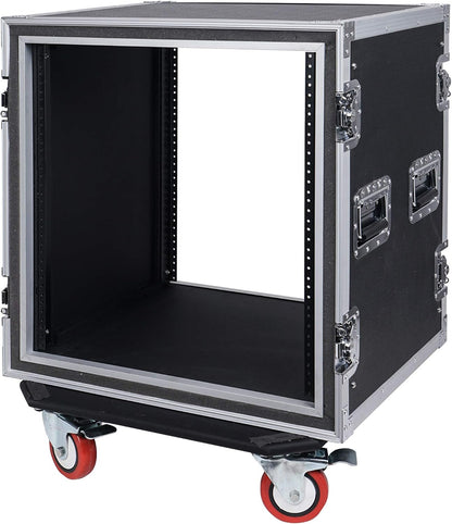 Sound Town Shock Mount 8U ATA Rack Case with 17' Rackable Depth and Casters, 8-Space Size - Pro Tour Grade (STRC-SP8UW)