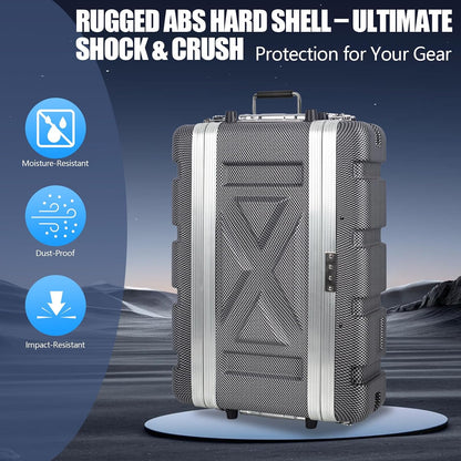 2U ABS Rack Case Shallow 8' Depth, 19' Rackmount Flight Road Travel Case, Waterproof Protective Hard Case with Customized Foam, Wireless Mic System Storage/Amp/Effect/DJ Mixer