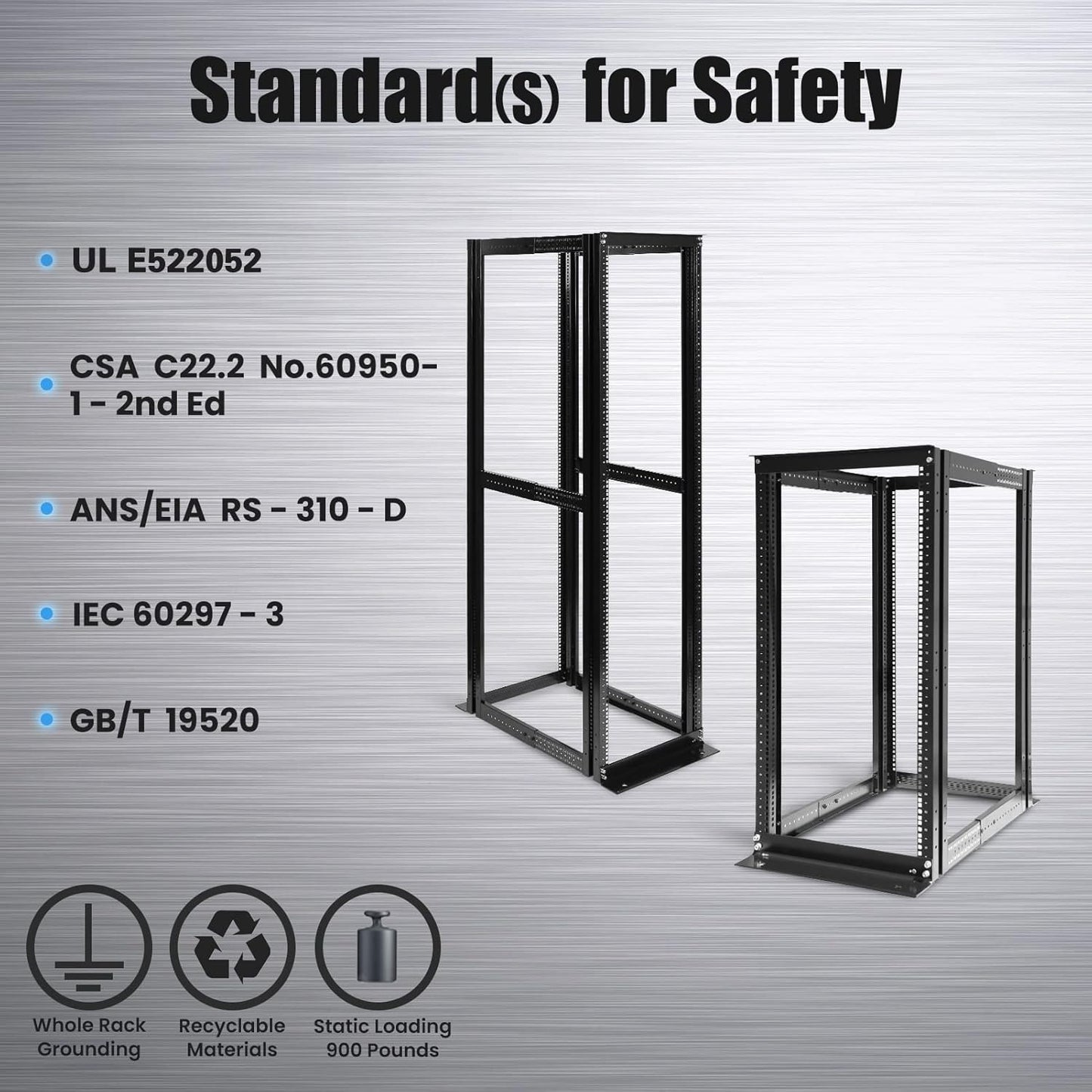 Server Rack 4 Post Open Rack Frame Rack Enclosure 19 Inch Adjustable Depth Aluminum (27U,56Inch Height)