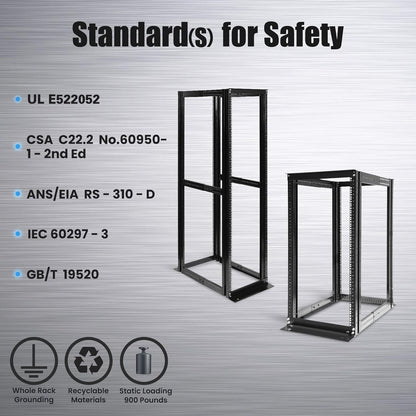 Server Rack 4 Post Open Rack Frame Rack Enclosure 19 Inch Adjustable Depth Aluminum (27U,56Inch Height)